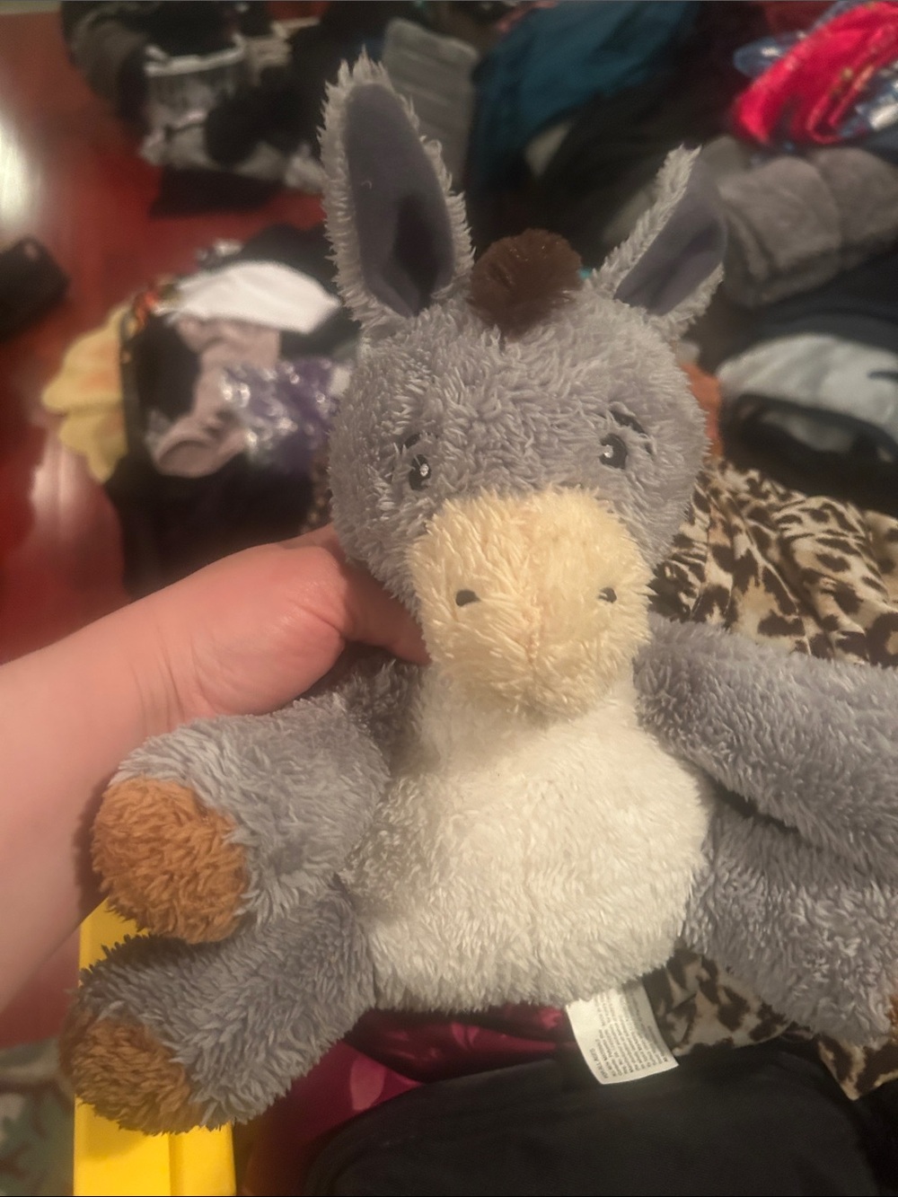 Gray Donkey Plush Stuffed Animal with Cream Belly
